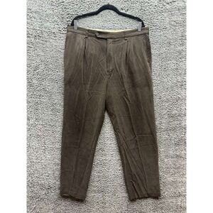 Tommy Bahama High Rise Silk Blend Pleated Dress Pants Brown Mens Size 38 x 32‎
